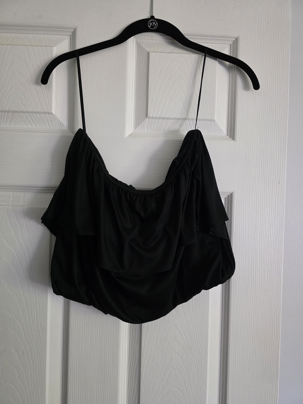 Anthropologie Black Ruffle Flounce Tube Top Bubble Hem size S
